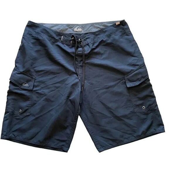 2 for $30 Quicksilver  Navy Board Shorts Swim High Rise  Closure SZ L # 1546 - Picture 1 of 11